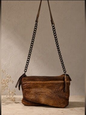 Vintage Brown Shoulder Bag with Chain Strap